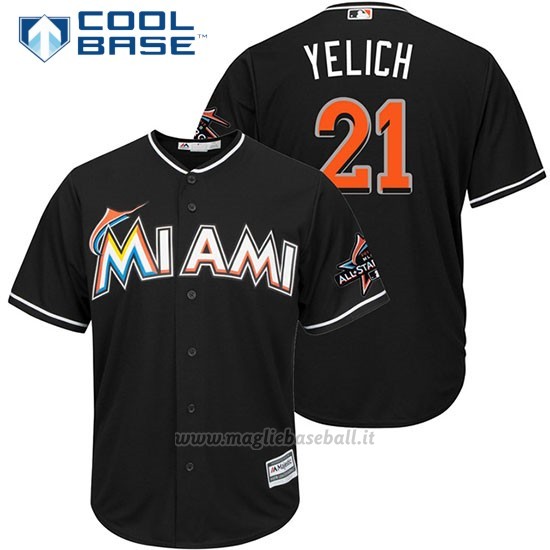 Maglia Baseball Uomo Miami Marlins 21 Christian Yelich Nero2017 Cool Base